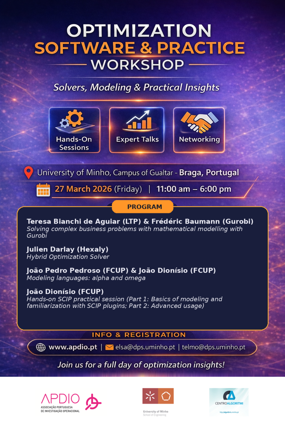 2026 APDIO Workshop Braga, Portugal